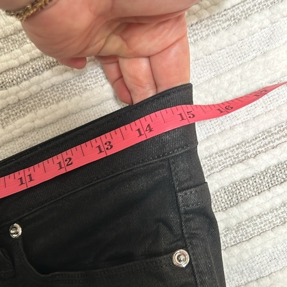 Good American Coated Black Slim Straight Jeans High Rise Pants 24 Night Out - Picture 9 of 15